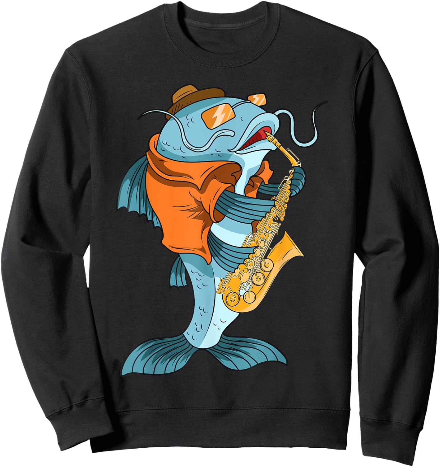Catfish Saxophonist Saxophone Lover Musicians Fish Owner Sweatshirt - Sweatshirt | Black