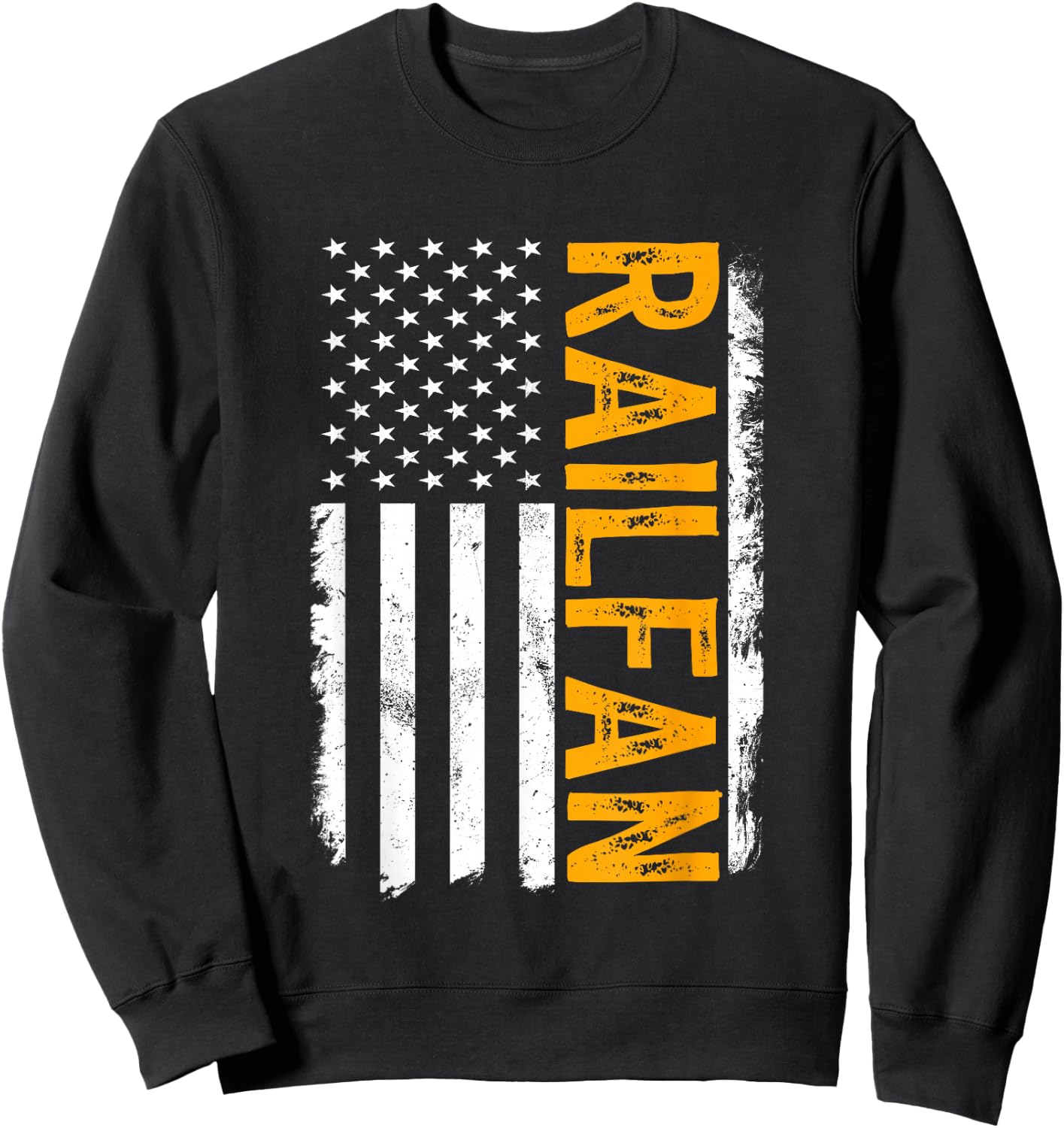 Railfan American Flag, Train Buff, Rail Buff, Trainspotter Sweatshirt - Sweatshirt | Black