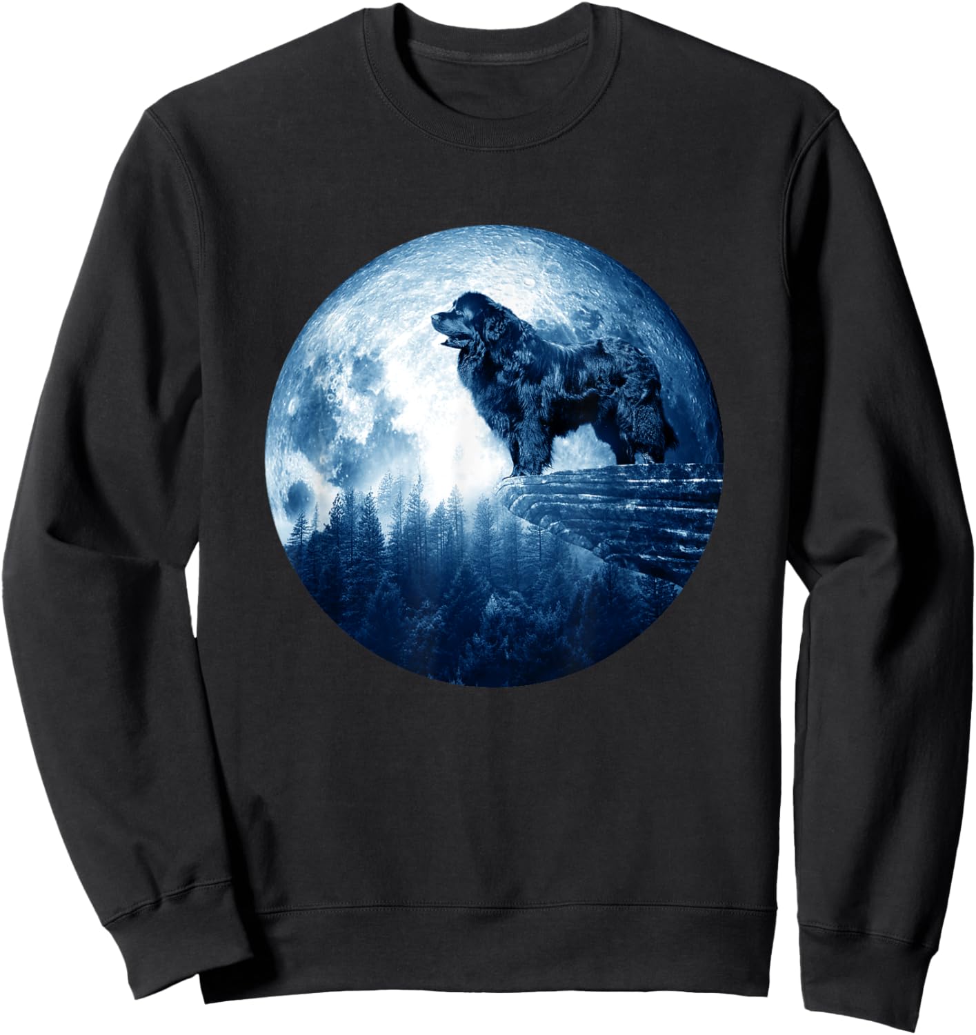 Newfoundland Dog Moon Dog Mom Dad Women Men Dog Lovers Sweatshirt - Sweatshirt | Black