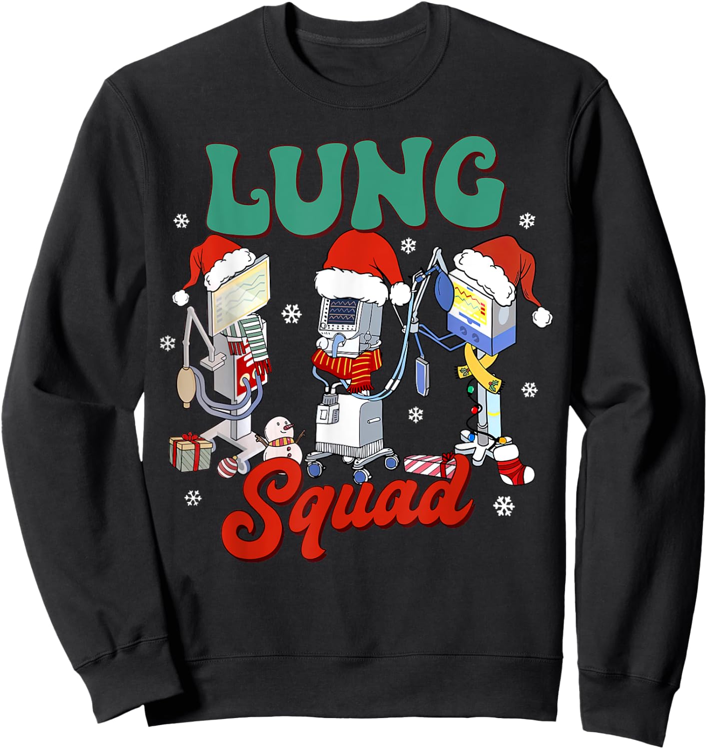 Lung Squad Ventilator Santa Respiratory Therapist Christmas Sweatshirt - Sweatshirt | Black