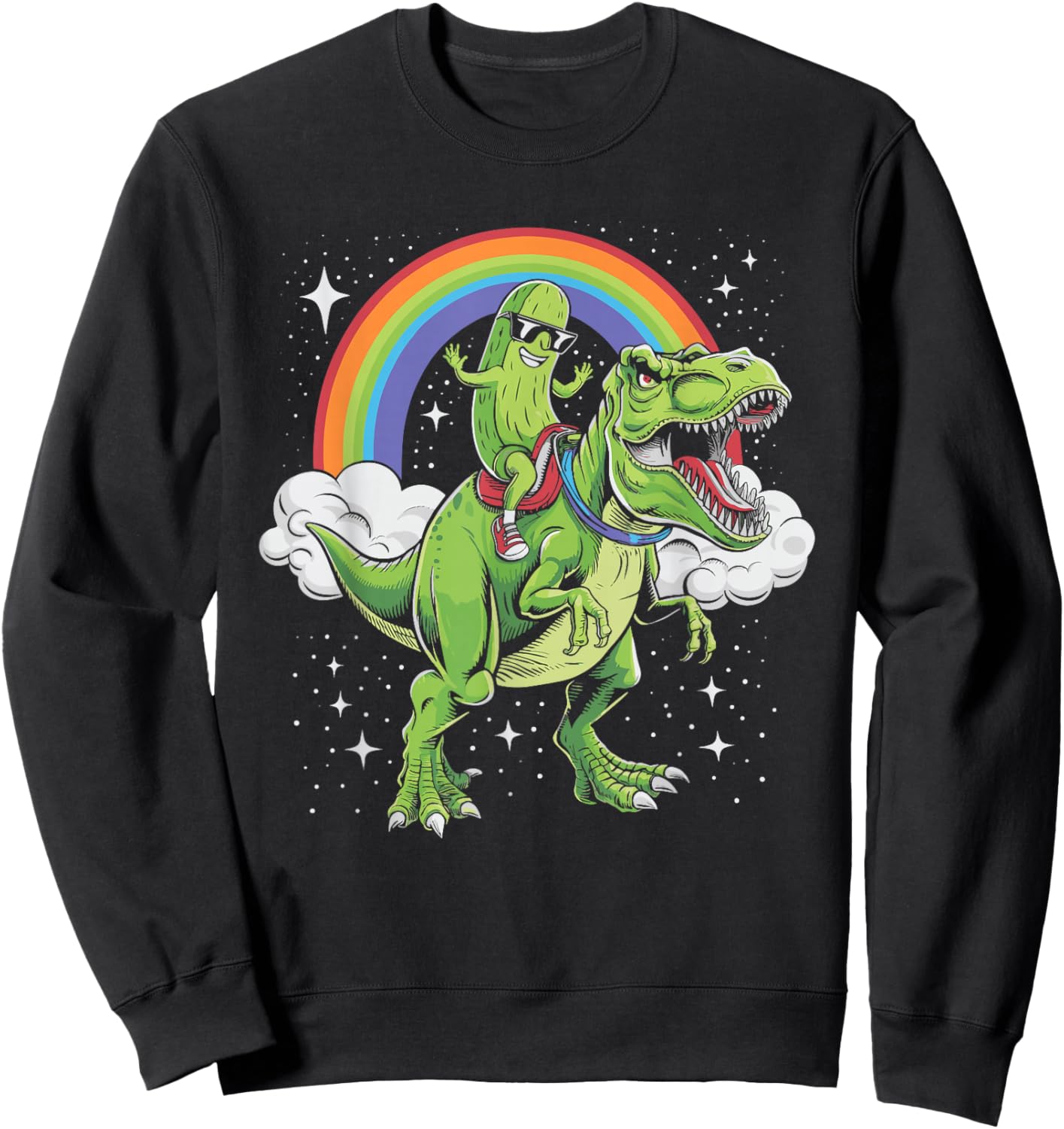 Pickle Riding Dinosaur Sweatshirt - Sweatshirt | Black