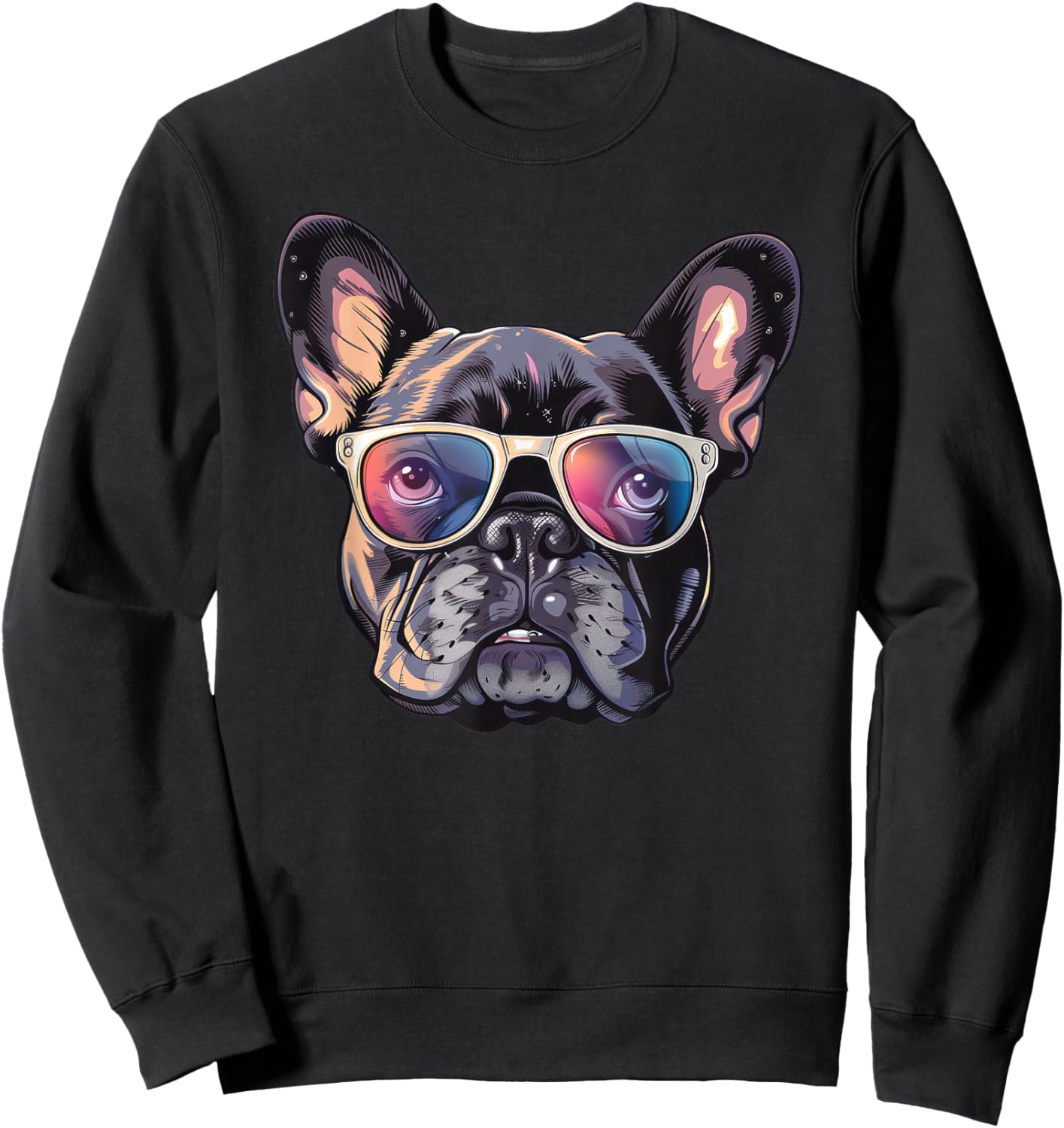 French Bulldog Dog Sunglasses Sweatshirt - Sweatshirt | Black