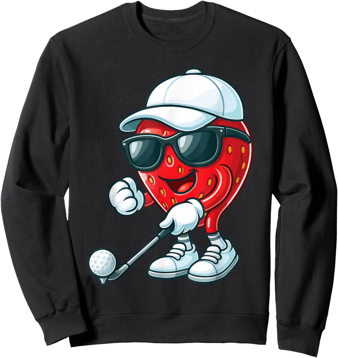 Strawberry Golfing Golfer Sweatshirt - Sweatshirt | Black