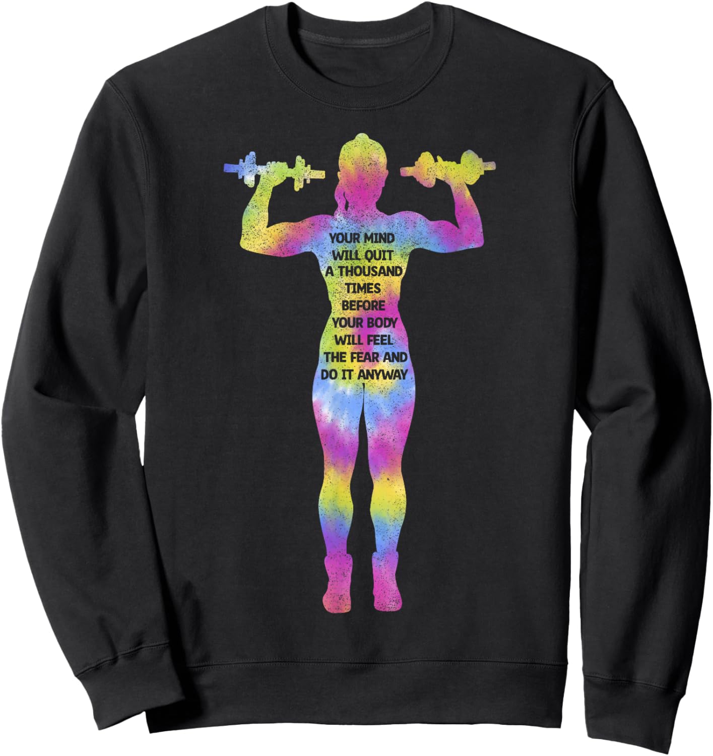Motivating Fitness Woman Bodybuilding Gym Tie Dye Workout Sweatshirt - Sweatshirt | Black