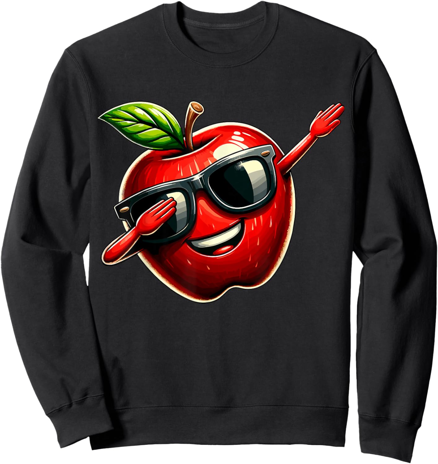 Dabbing Apple Summer Fruit lover Sweatshirt - Sweatshirt | Black
