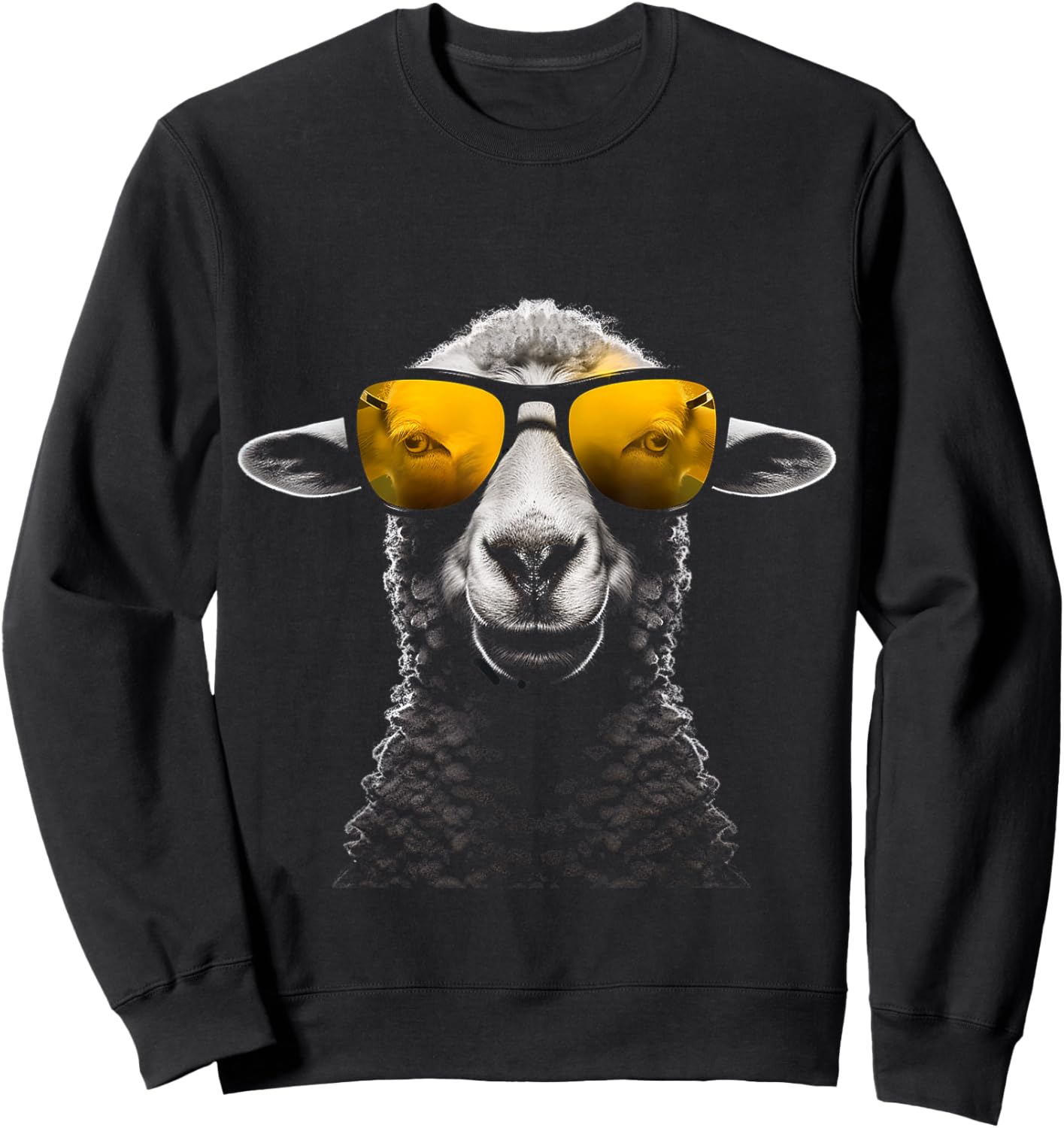 Sheep Sunglass Art Animal Illustration Graphic Sheep Sweatshirt - Sweatshirt | Black