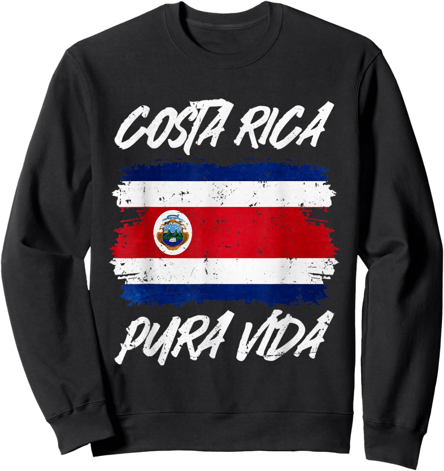 Pura Vida National Flag Of Costa Rica Cool Central America Sweatshirt - Sweatshirt | Black