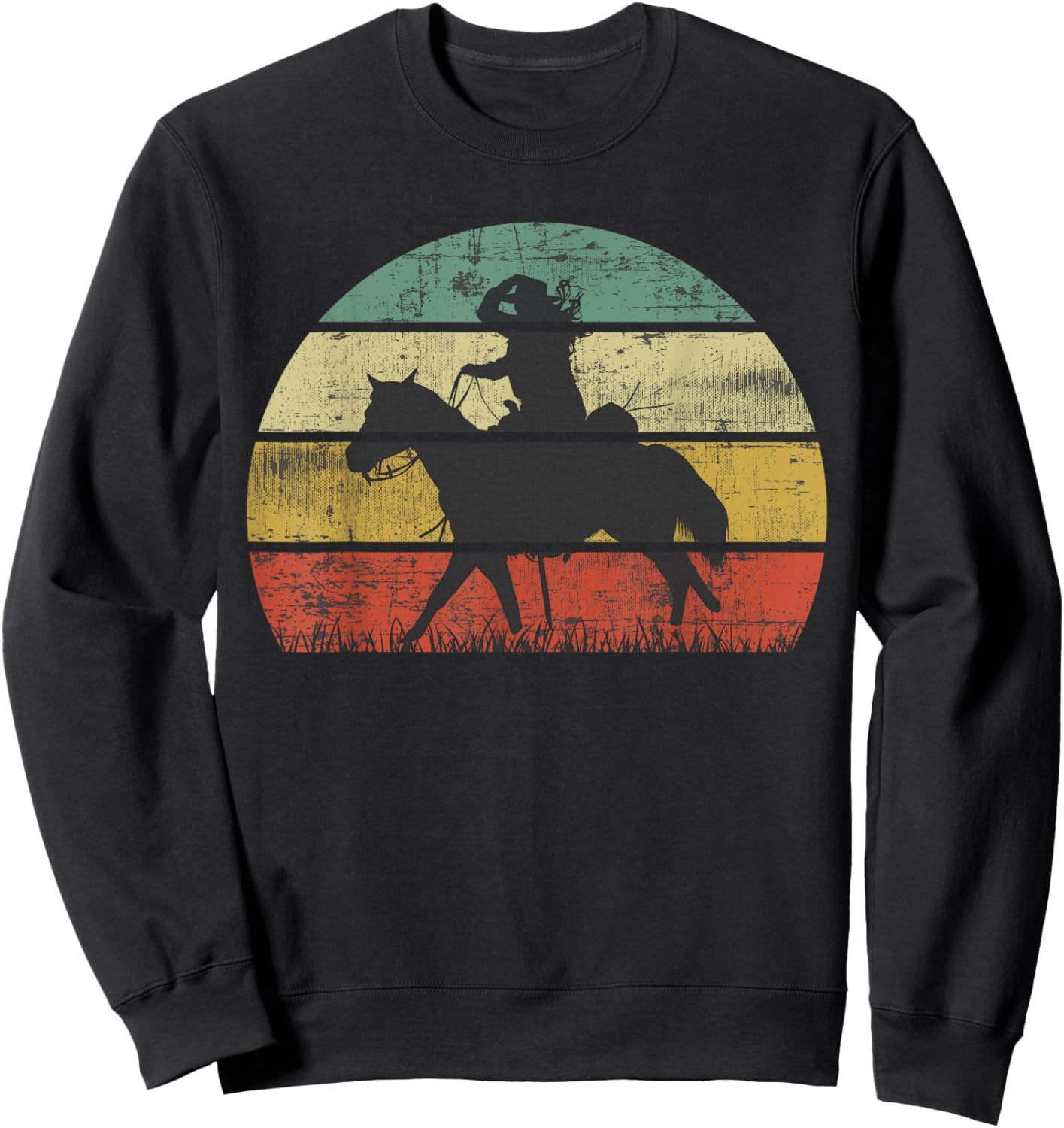Retro Girl Horse Riding Vintage Cowgirl Texas Ranch Sweatshirt - Sweatshirt | Black