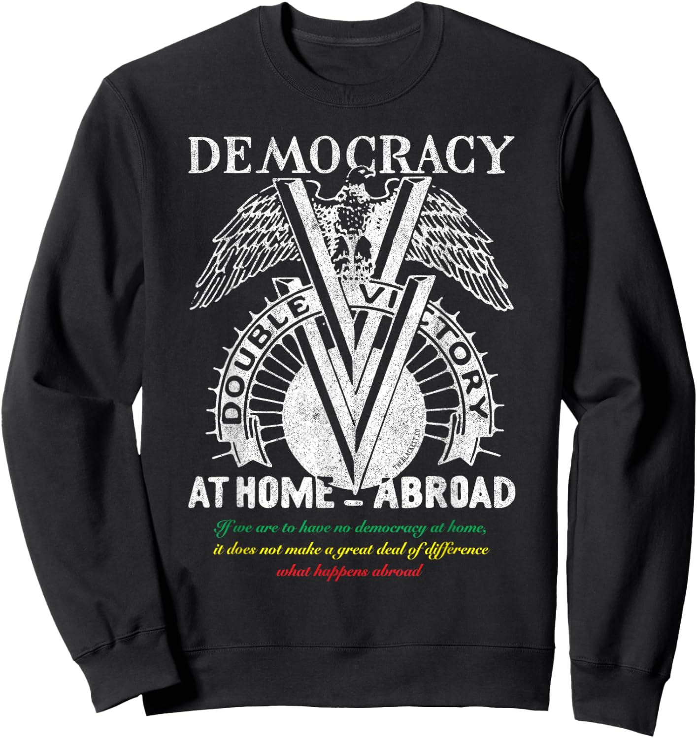 Double V Campaign Retro Vintage Black History Soldiers WWII Sweatshirt - Sweatshirt | Black