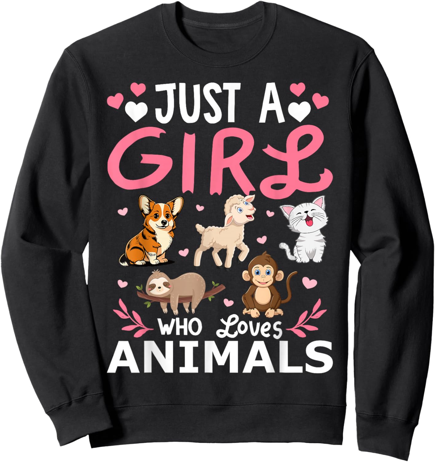 Just A Girl Who Loves Animals Girls Sweatshirt - Sweatshirt | Black