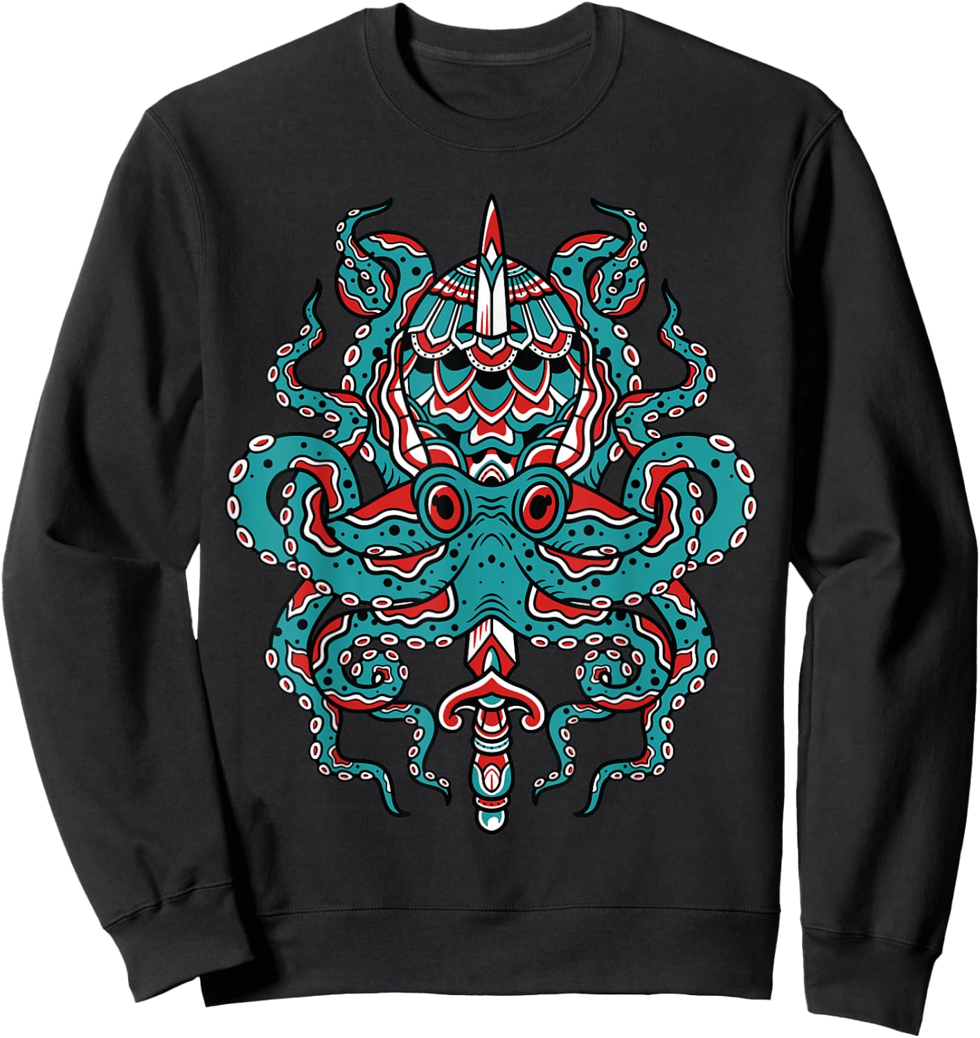 Vintage Octopus Traditional Tattoo Flash Alternative Inked Sweatshirt - Sweatshirt | Black