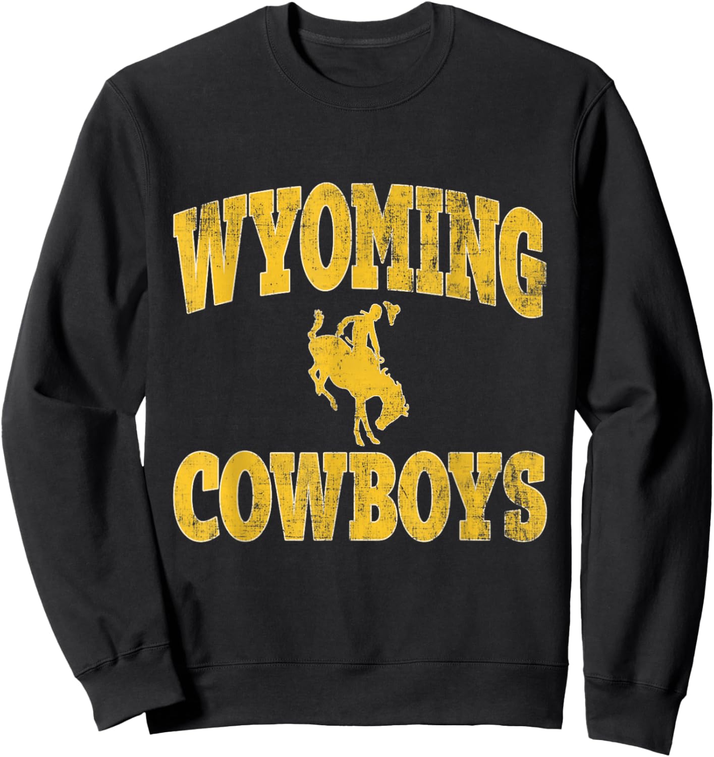 Vintage Wyoming Retro Cowboy Riding A Bucking Horse Sweatshirt - Sweatshirt | Black