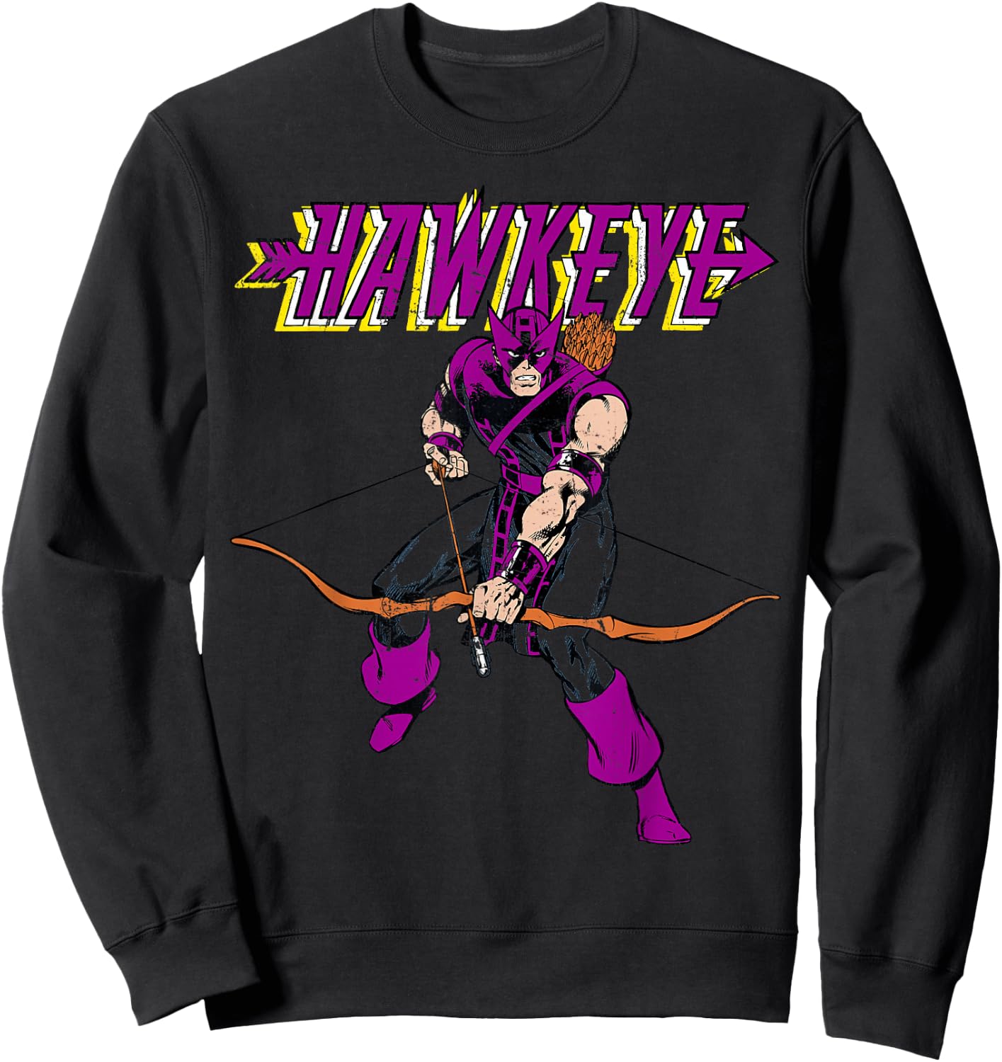 Marvel Hawkeye Vintage Bow and Arrow Portrait Logo Sweatshirt - Sweatshirt | Black