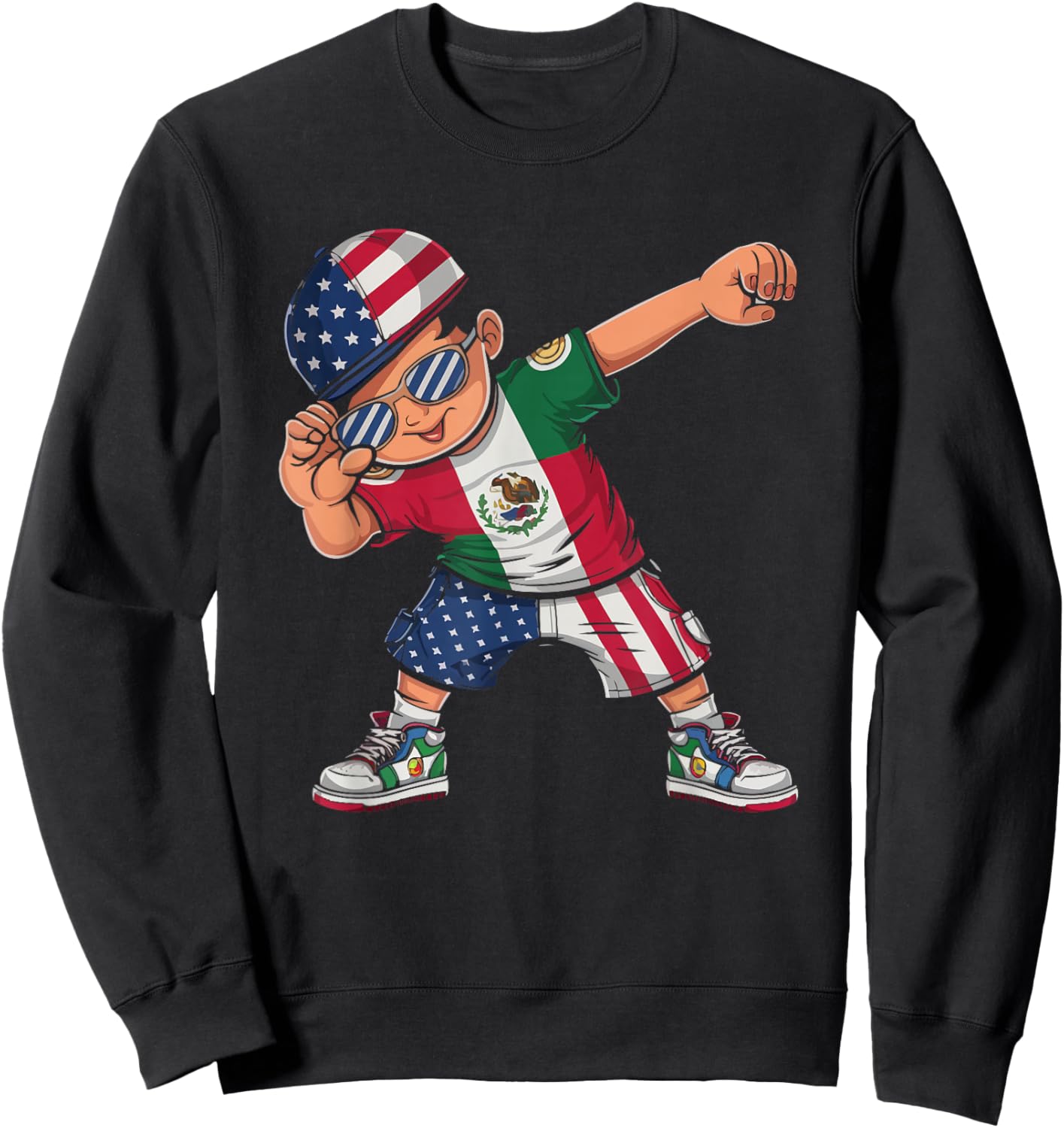 Half Mexican Half American USA Flag Mexico America Sweatshirt - Sweatshirt | Black
