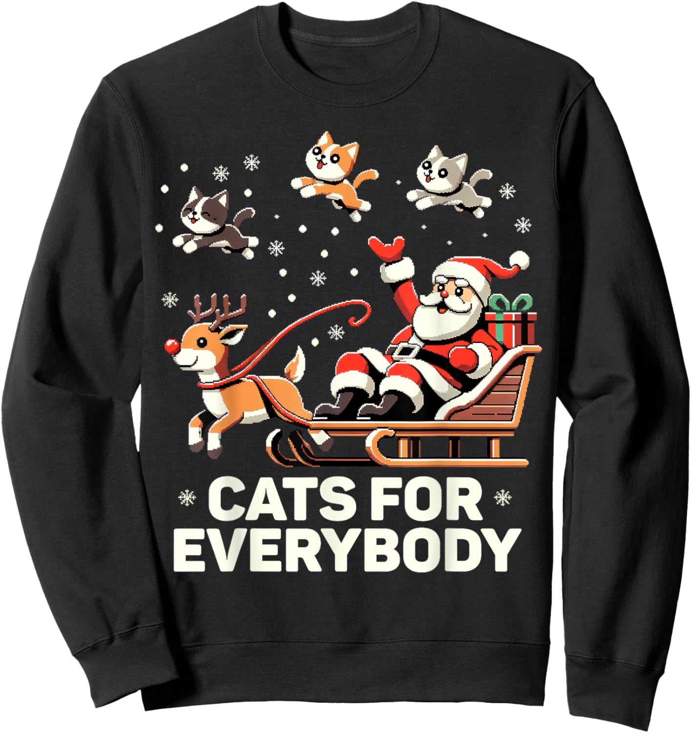 Cats For Everybody - Funny Christmas Cat Xmas Women Santa Sweatshirt - Sweatshirt | Black