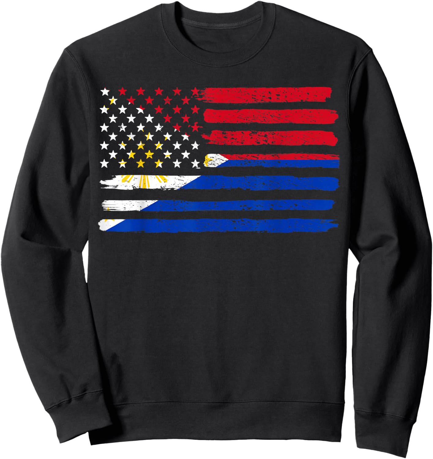 Philippines USA Flag Vintage Sweatshirt - Sweatshirt | Black