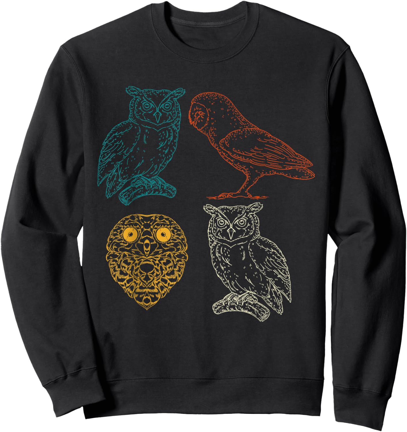 Retro Owl Sweatshirt - Sweatshirt | Black