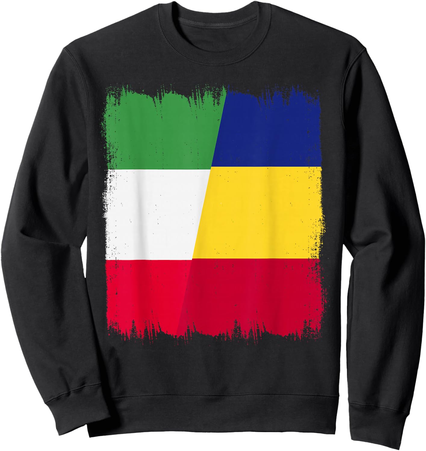 Italy Romania Half Flag Italian Romanian Heritage Sweatshirt - Sweatshirt | Black