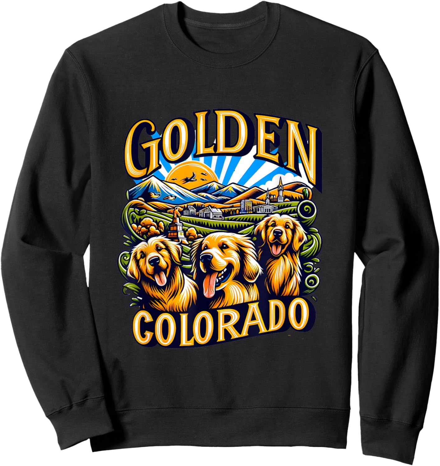 Golden Retrievers in Golden Colorado Sweatshirt - Sweatshirt | Black