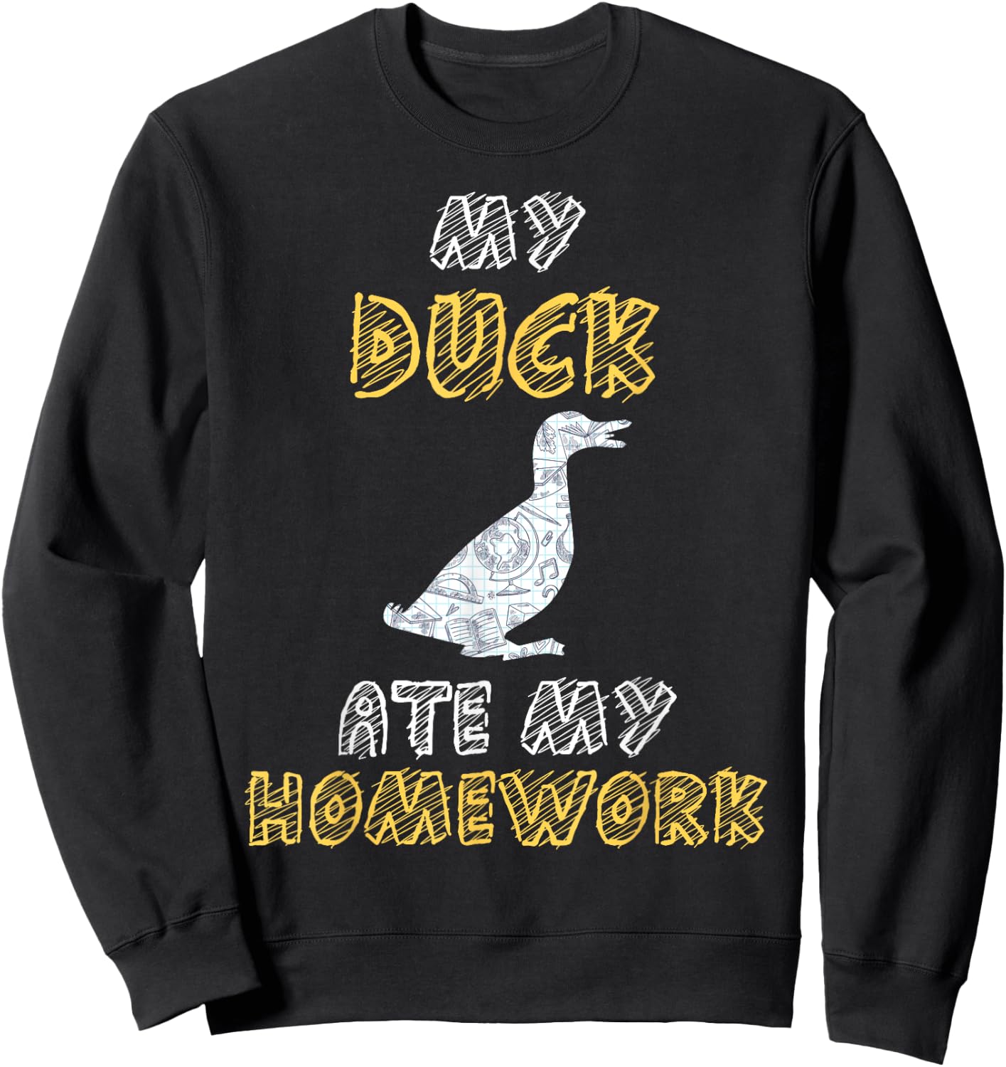 My Duck Ate My Homework Mallard Dipper Kid Back To School Sweatshirt - Sweatshirt | Black