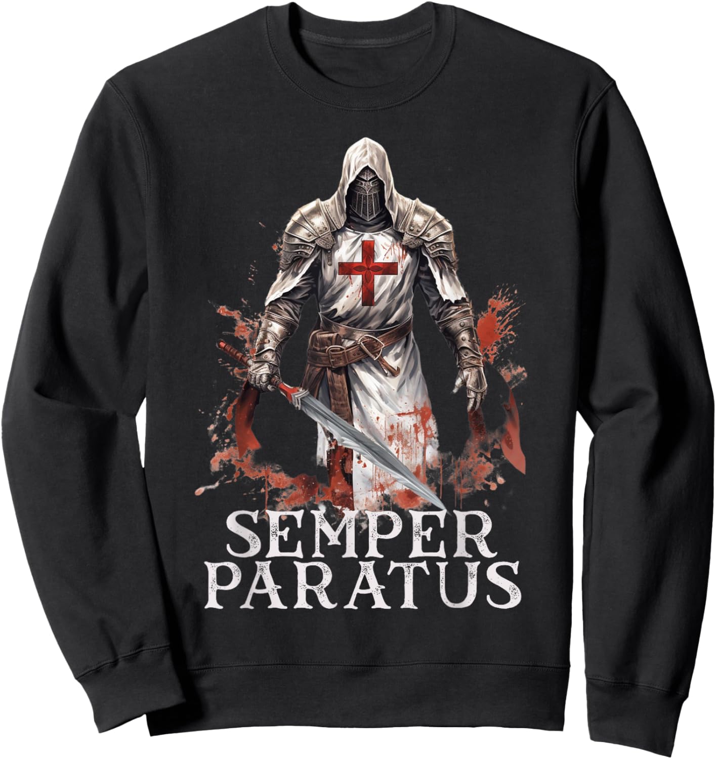 Catholic Knight Templar Crusader Cross Sweatshirt - Sweatshirt | Black