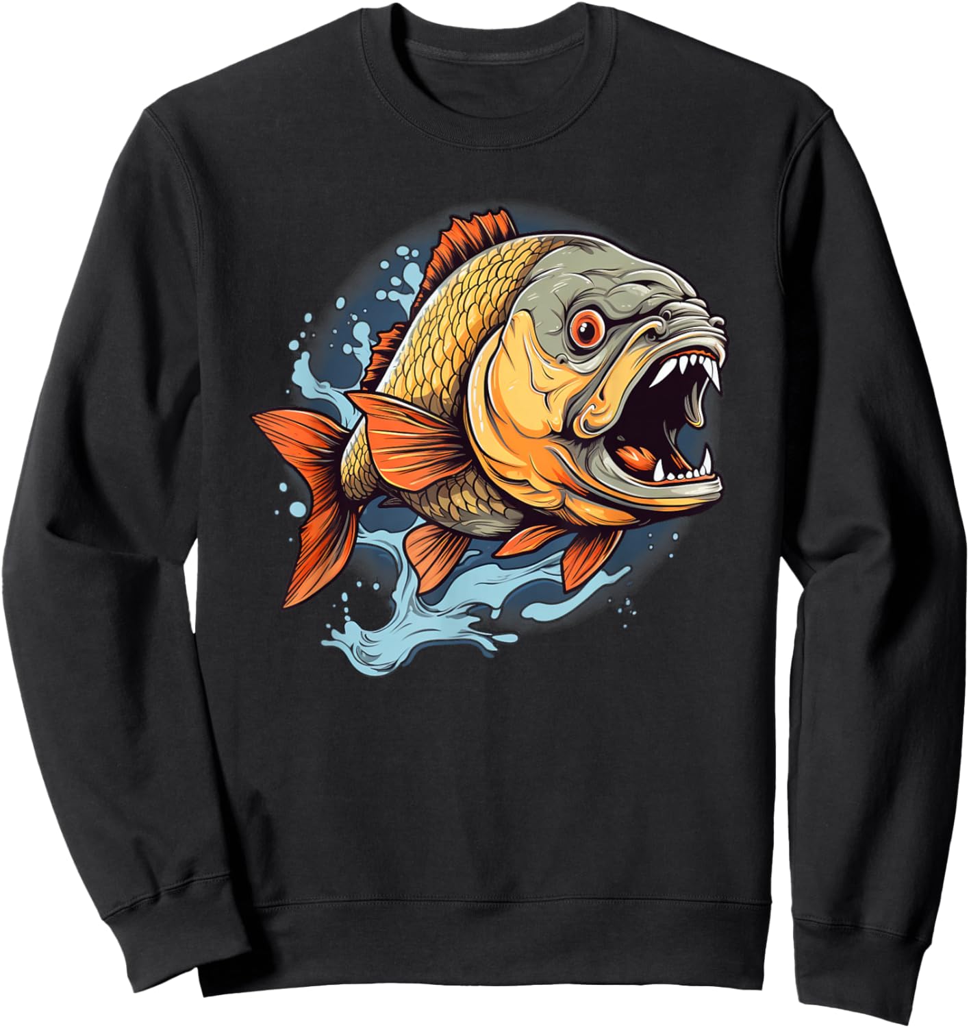 Cool Piranha Lake and Fish Monster Lovers Sweatshirt - Sweatshirt | Black