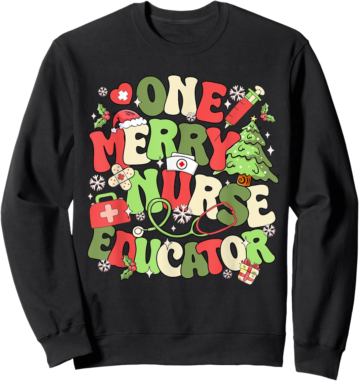 Nurse Educator Christmas Nursing School Sweatshirt - Sweatshirt | Black