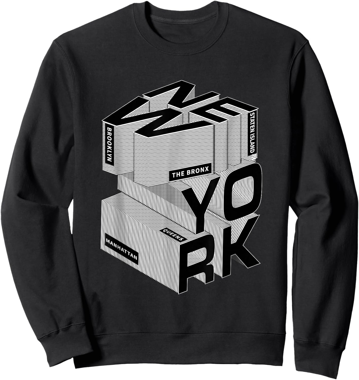 Mara Closet -Adults New York City Five Boroughs Urban Typography , Black, Small, Short Sleeve Sweatshirt - Sweatshirt | Black