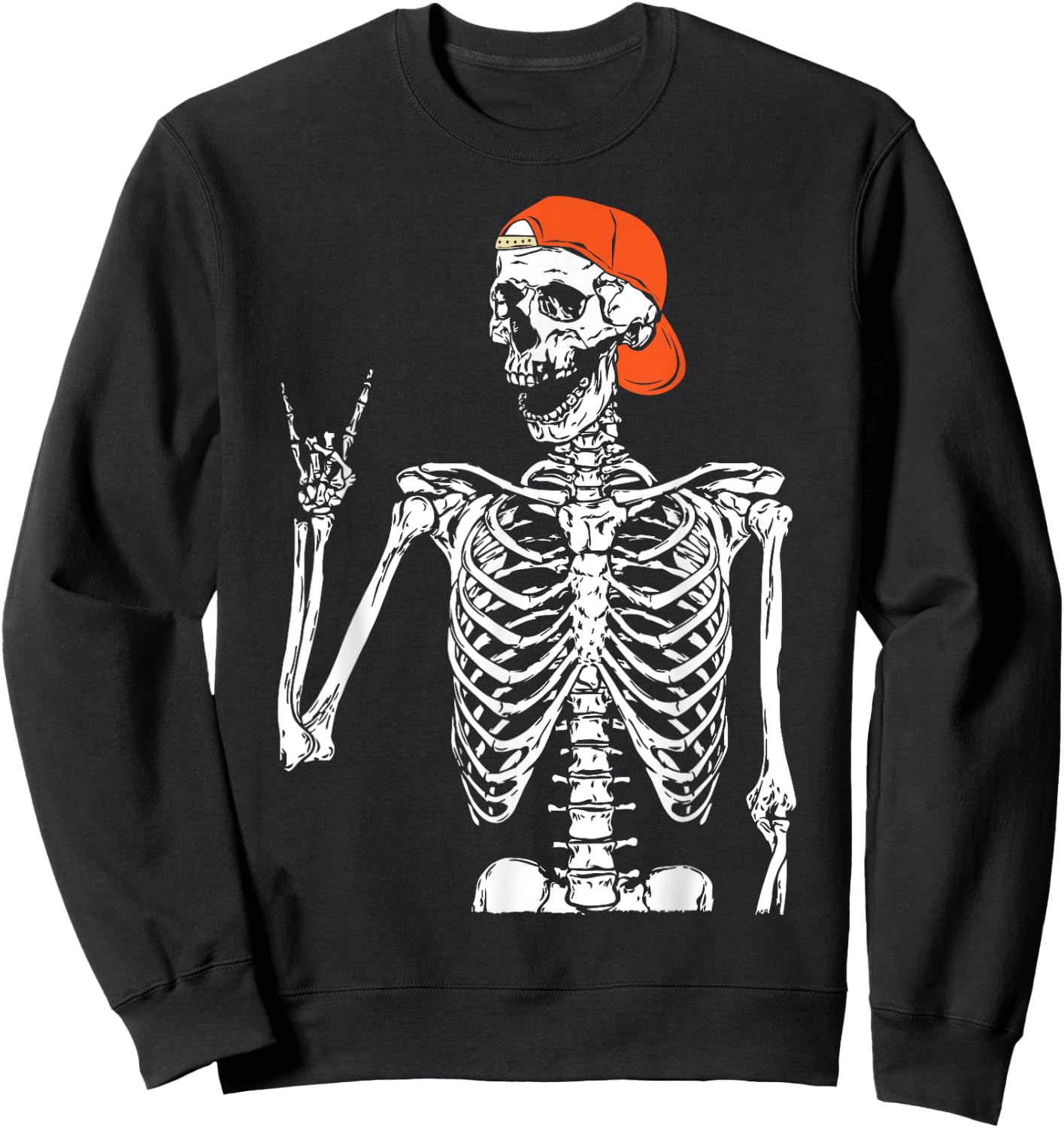 Rocker Skeleton Hand Rock On Costume Funny Halloween Gifts Sweatshirt - Sweatshirt | Black