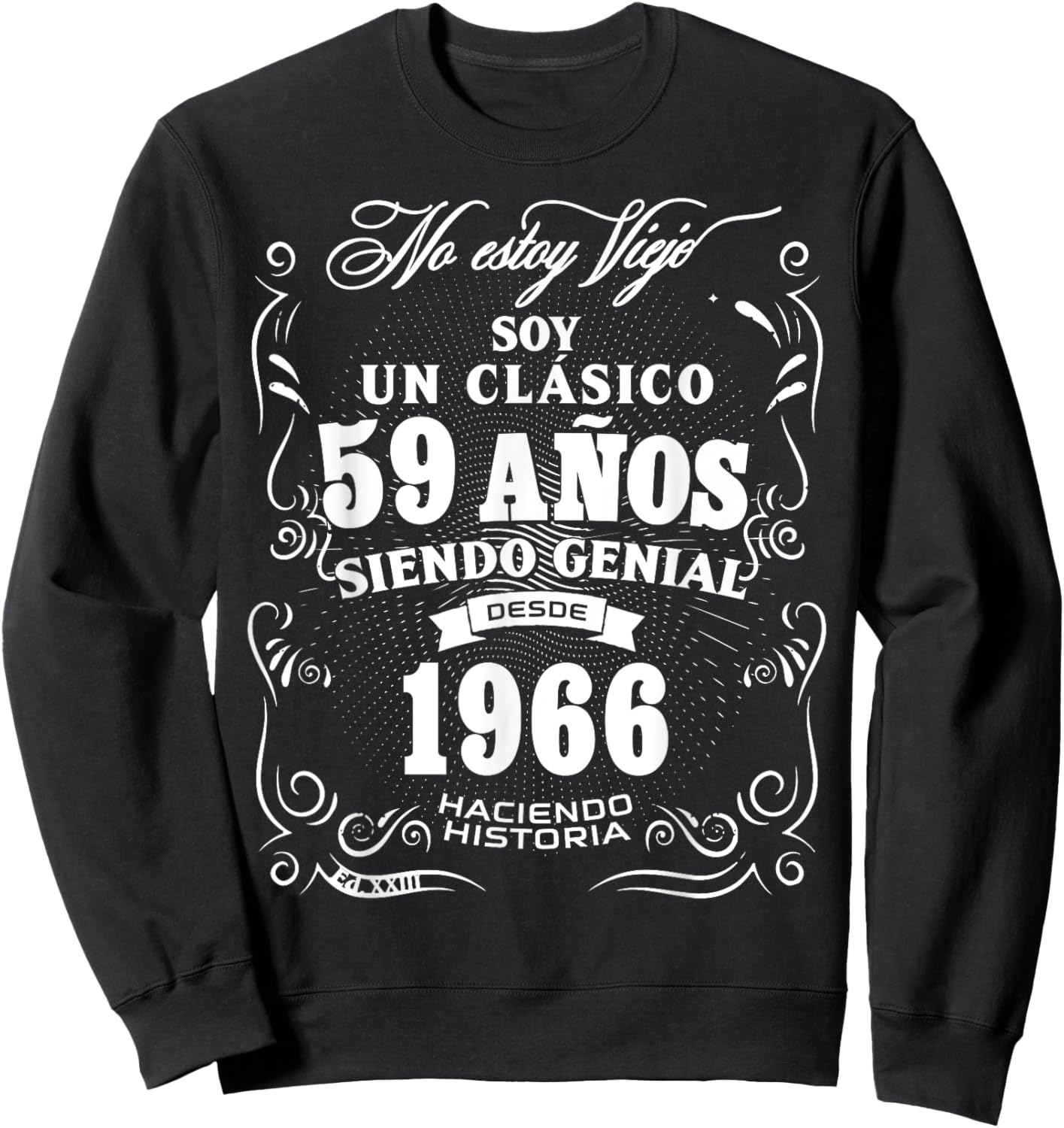 Vintage 59th Birthday Men Funny 1966 59 Birthday Spanish Sweatshirt - Sweatshirt | Black