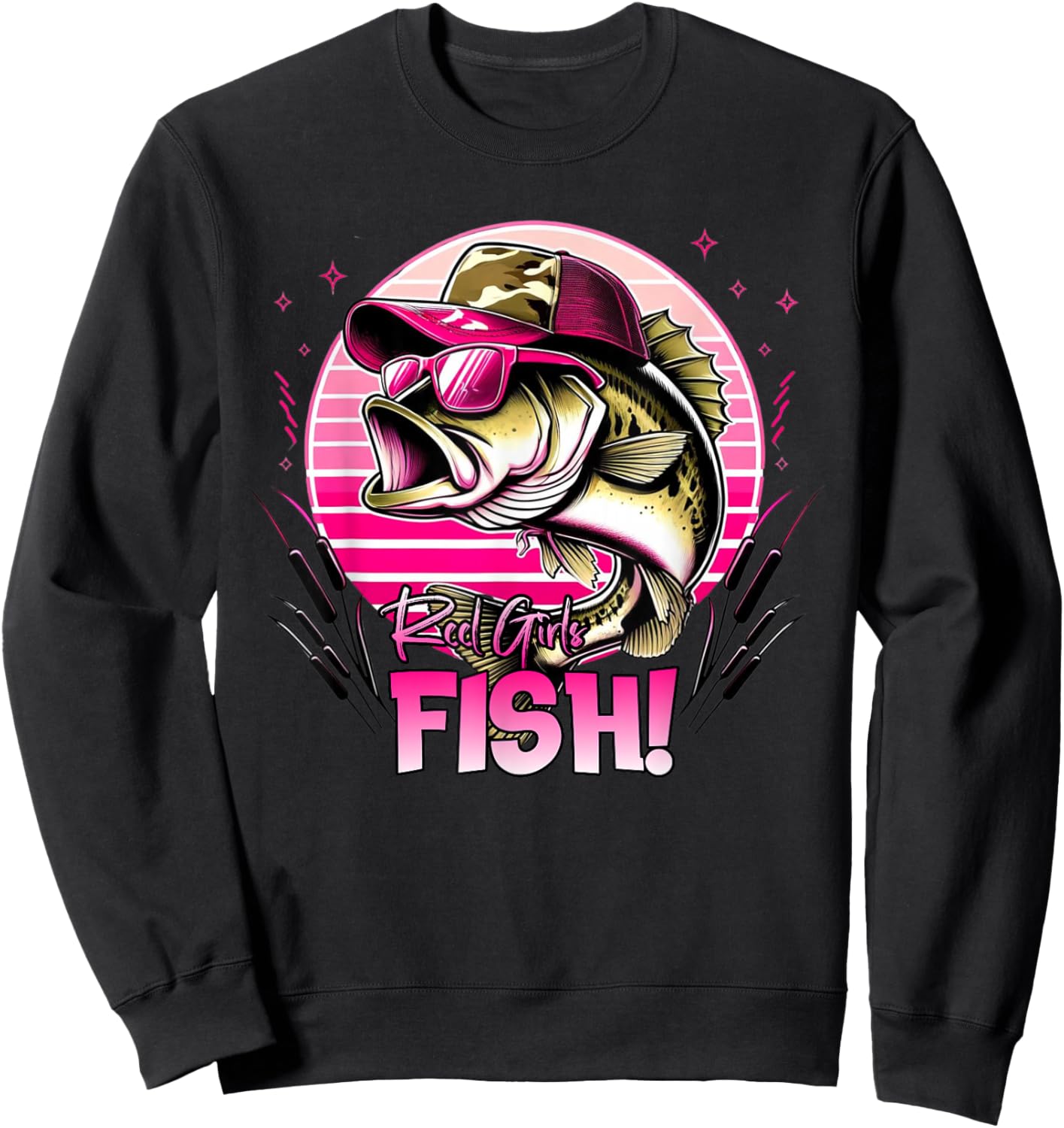 Fishing Women's Reel Girls Fish Fishing Girls That Like Pink Sweatshirt - Sweatshirt | Black