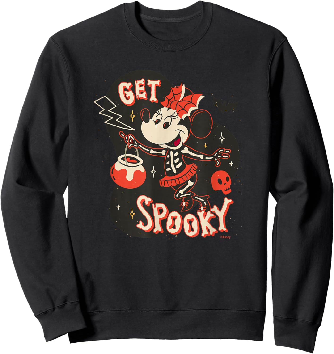 Disney Minnie Mouse Halloween Skeleton Costume Get Spooky Sweatshirt - Sweatshirt | Black