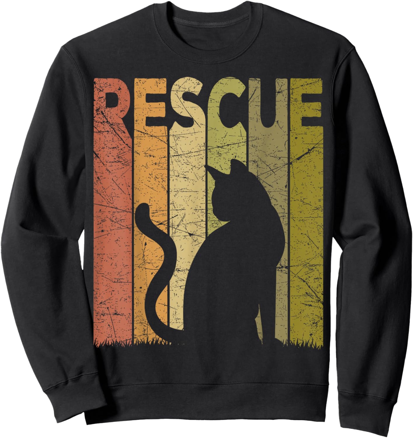 Cat Rescue Vintage Cat Rescuer Retro Cat Rescue Women Girls Kids Sweatshirt - Sweatshirt | Black