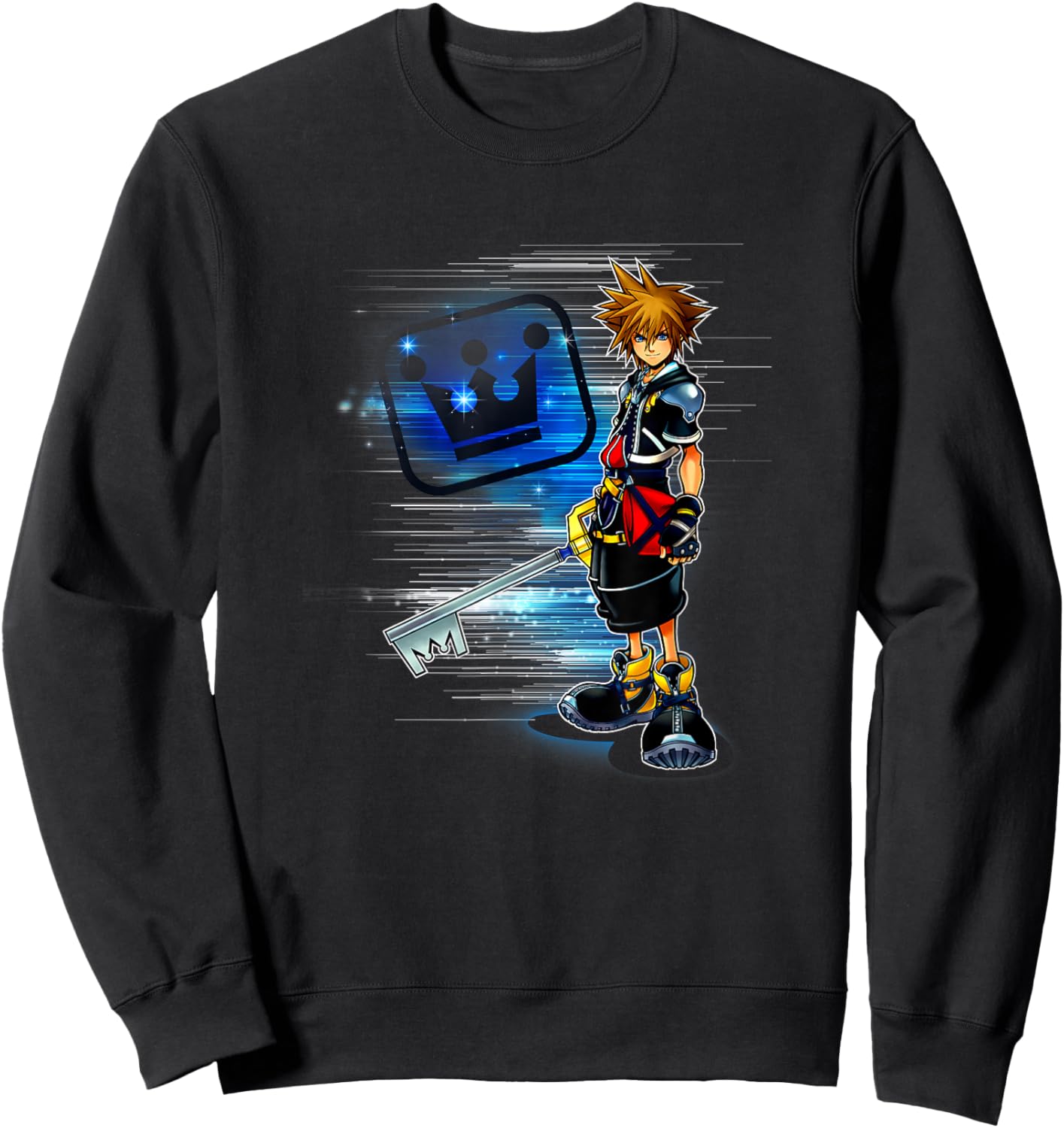 Disney Kingdom Hearts Sora Shiny Speed Dash Chest Portrait Sweatshirt - Sweatshirt | Black