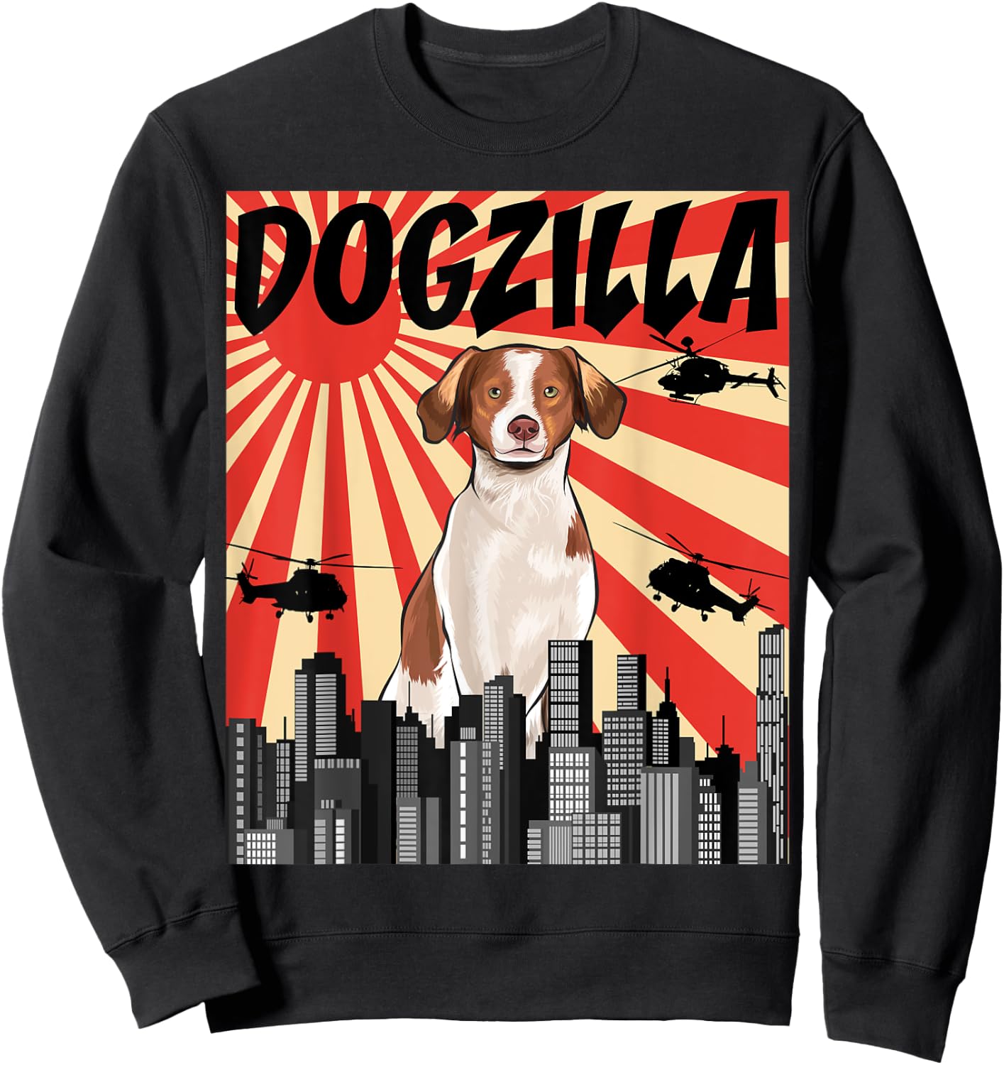 Funny Retro Japanese Dogzilla Brittany Sweatshirt - Sweatshirt | Black