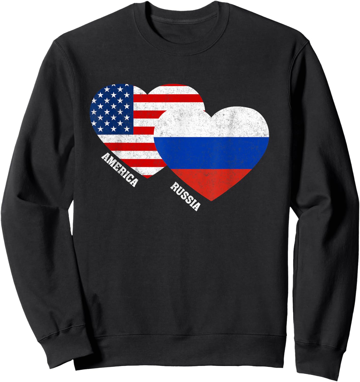 Russia Flag Shirt Russian American Pride Vintage Sweatshirt - Sweatshirt | Black