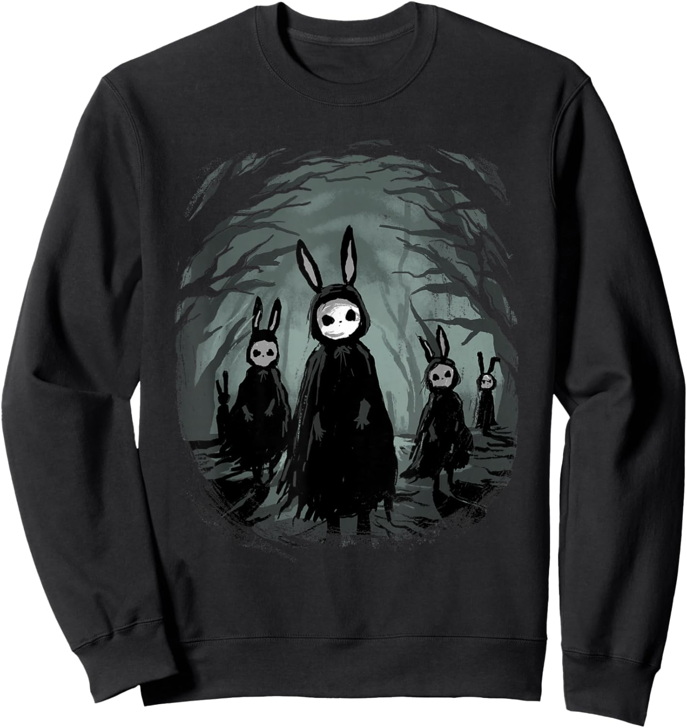 Gothic- Creepy Bunny Goth Rabbit Evil Bunnies Weirdcore Sweatshirt - Sweatshirt | Black