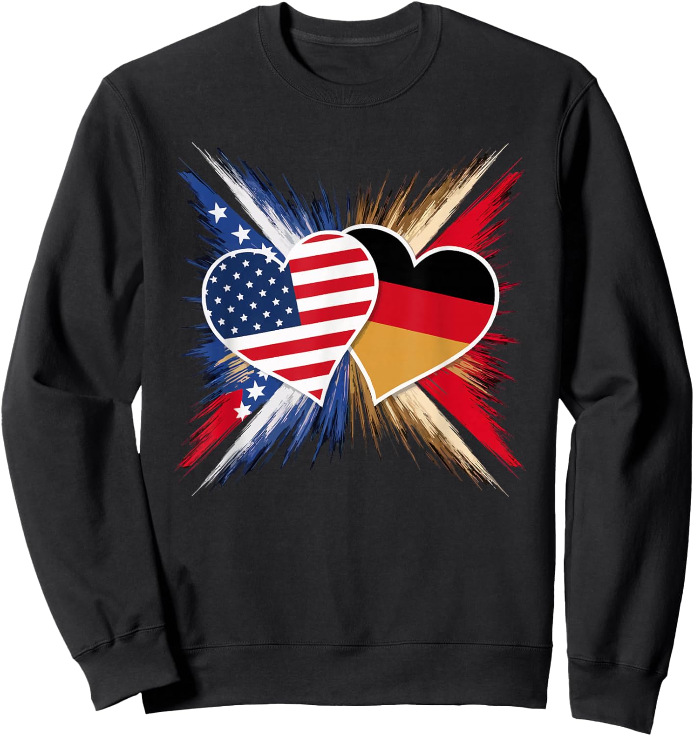 Half German Half American USA Flag Germany America Sweatshirt - Sweatshirt | Black