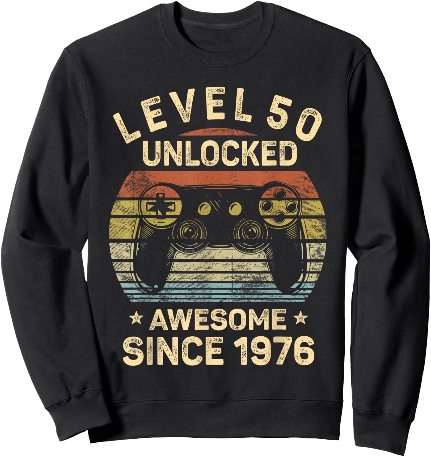 Level 50 Unlocked Awesome Since 1976 50th Birthday Gaming Sweatshirt - Sweatshirt | Black