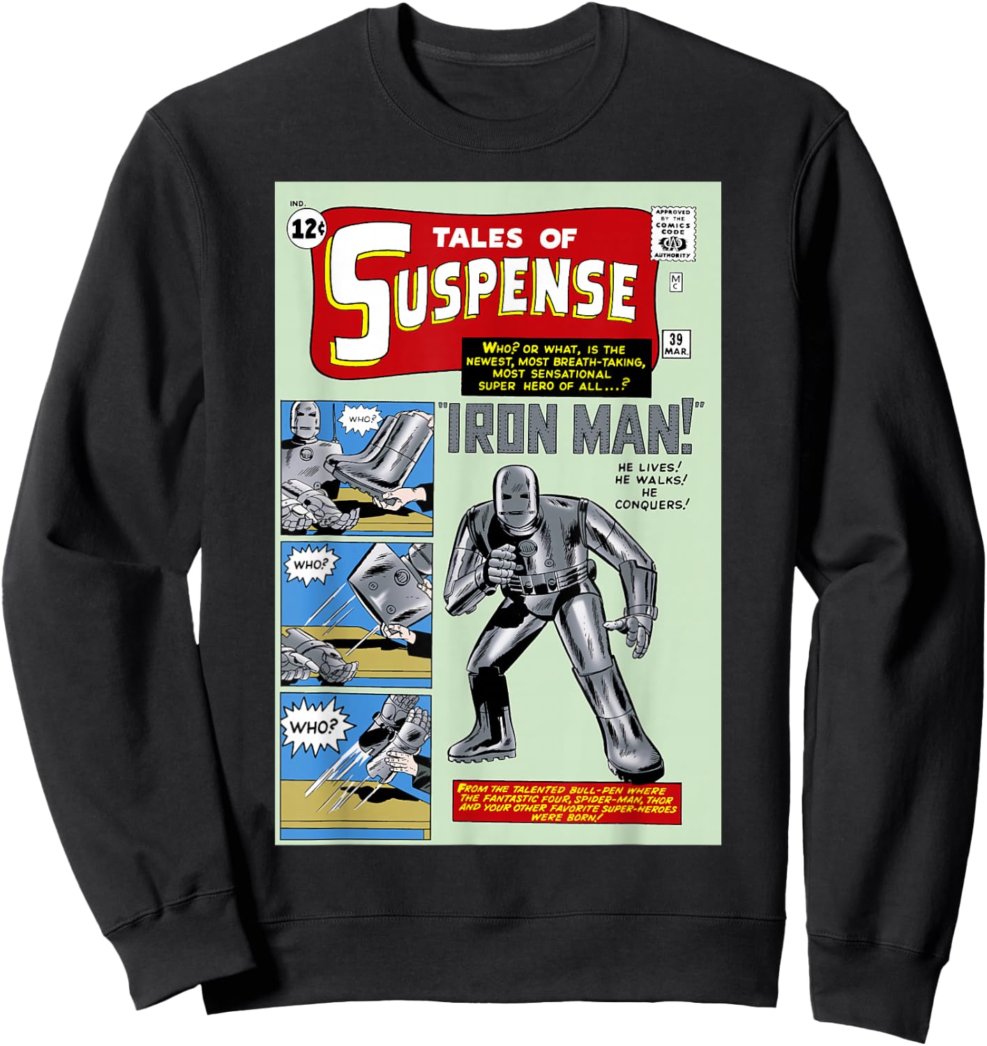 Marvel Avengers Iron Man Classic Suspense Comic Cover Sweatshirt - Sweatshirt | Black