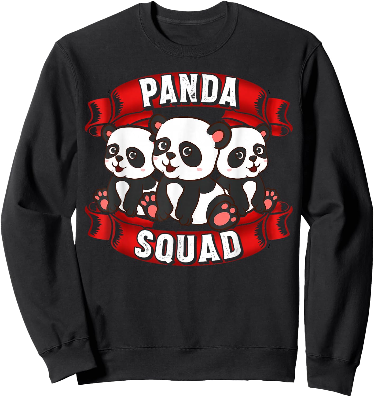 Panda Squad Funny Panda Cute Panda Bear Gifts Sweatshirt - Sweatshirt | Black