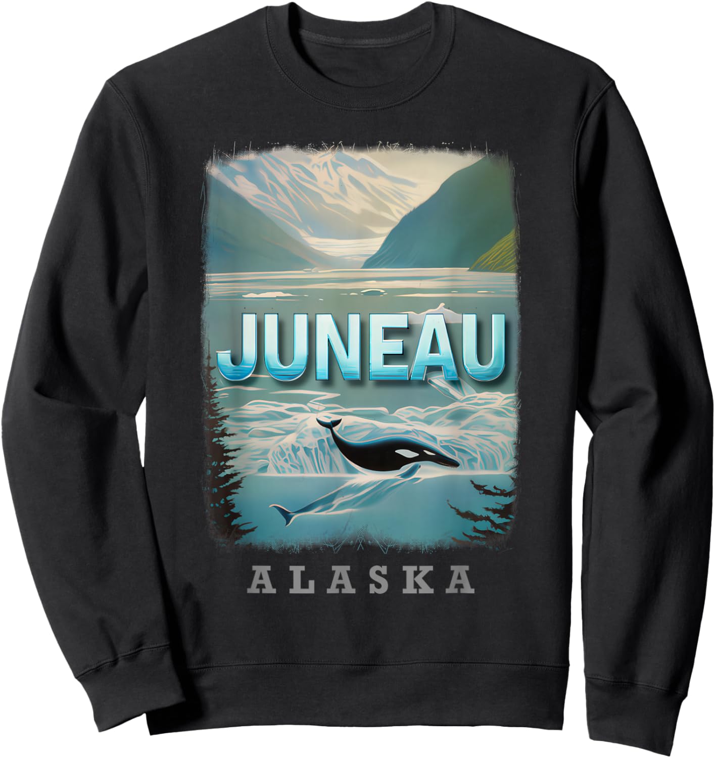 Juneau Alaska AK Glacier Majesty SD102 Sweatshirt - Sweatshirt | Black