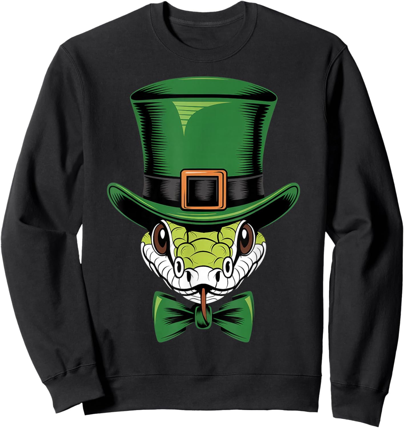 Green Snake shamrock on St Patricks Day Snake Sweatshirt - Sweatshirt | Black