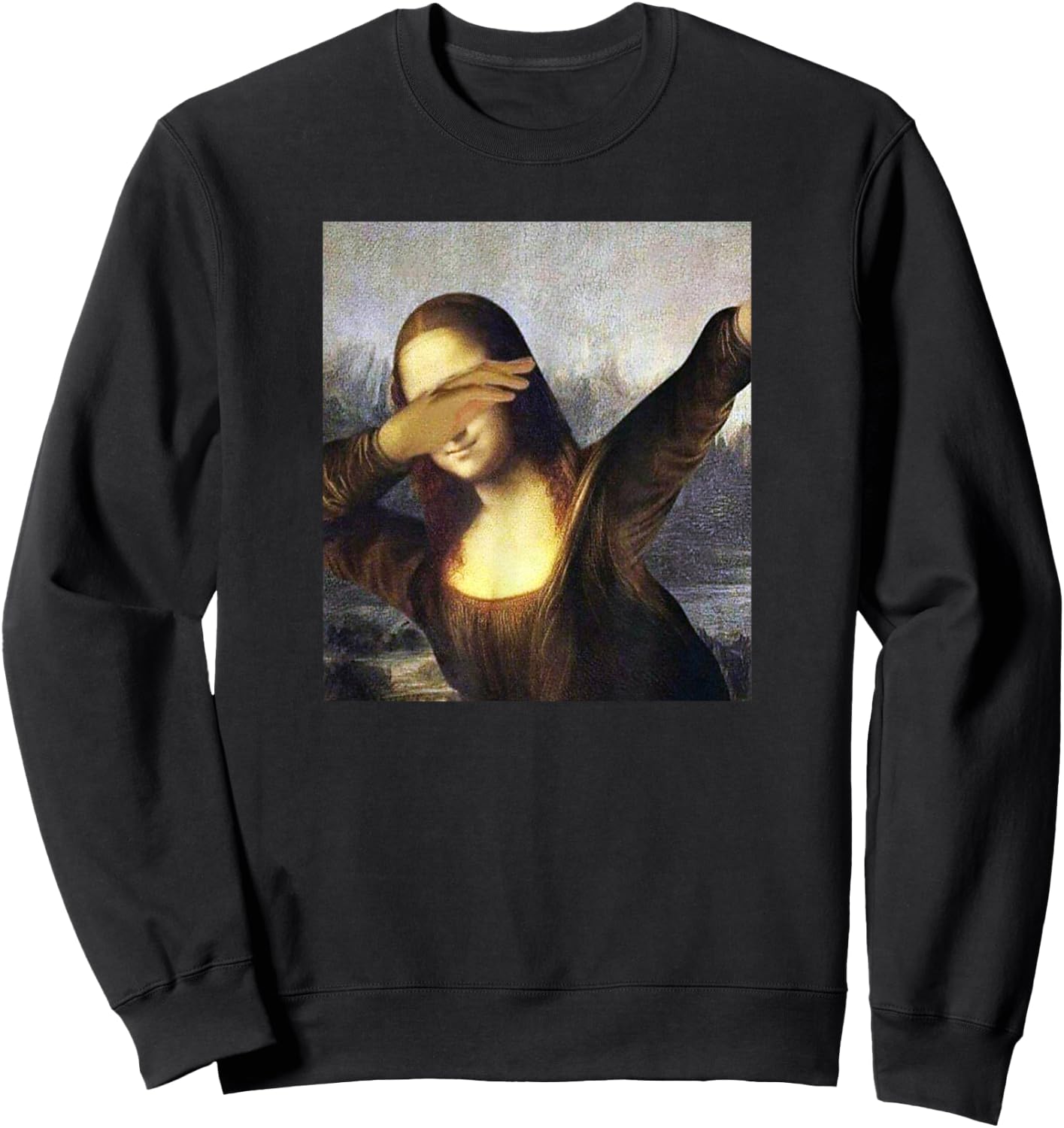 Dabbing Mona Lisa Dab Funny Memes Dabbing Dab Fun Sweatshirt - Sweatshirt | Black