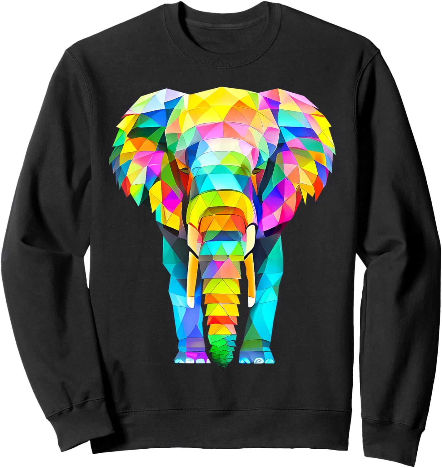 Colorful Elephant Abstract Geometric Sweatshirt - Sweatshirt | Black