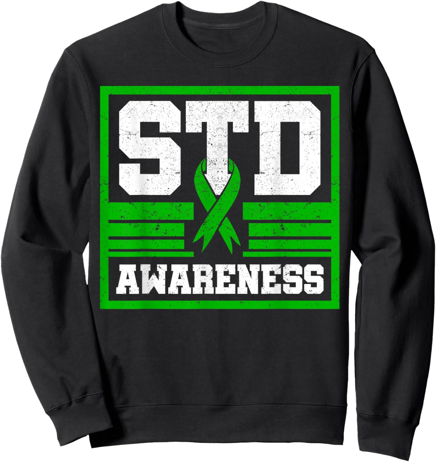 Sexually Transmitted Diseases STD Lime Green Ribbon Syphilis Sweatshirt - Sweatshirt | Black