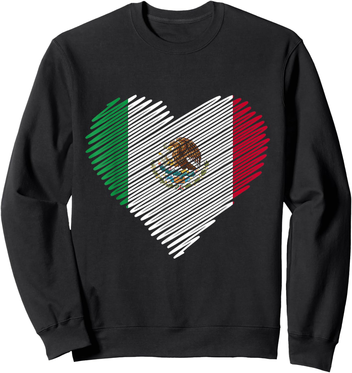 Mexican Flag Heart Gift Mexico Sweatshirt - Sweatshirt | Black