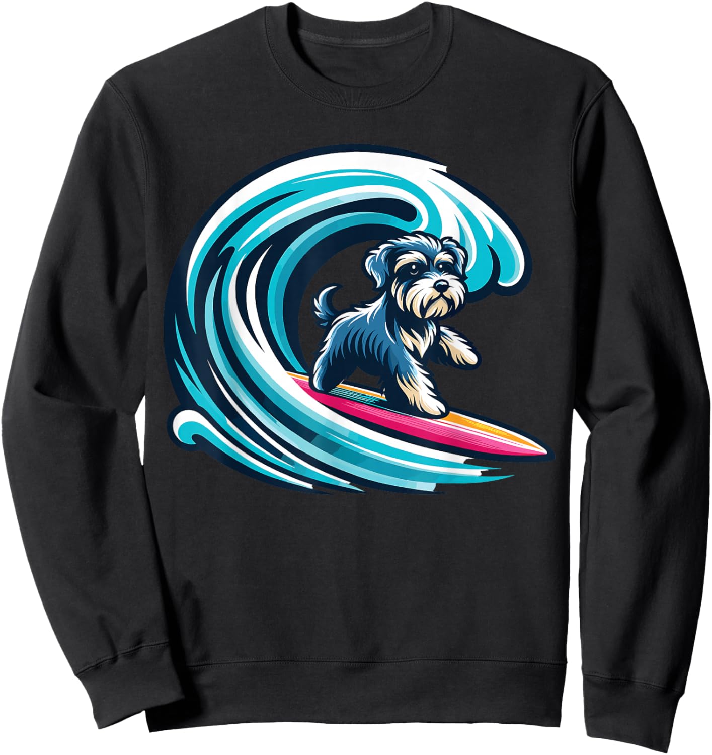 Schnoodle Surfing, Wave Riding Schnoodle Sweatshirt - Sweatshirt | Black