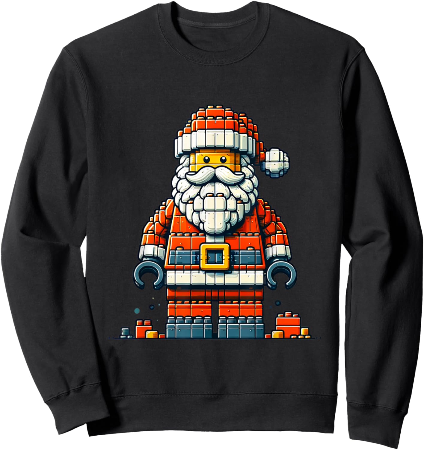 Christmas Builder Block Brick Building Santa Face Boys Sweatshirt - Sweatshirt | Black