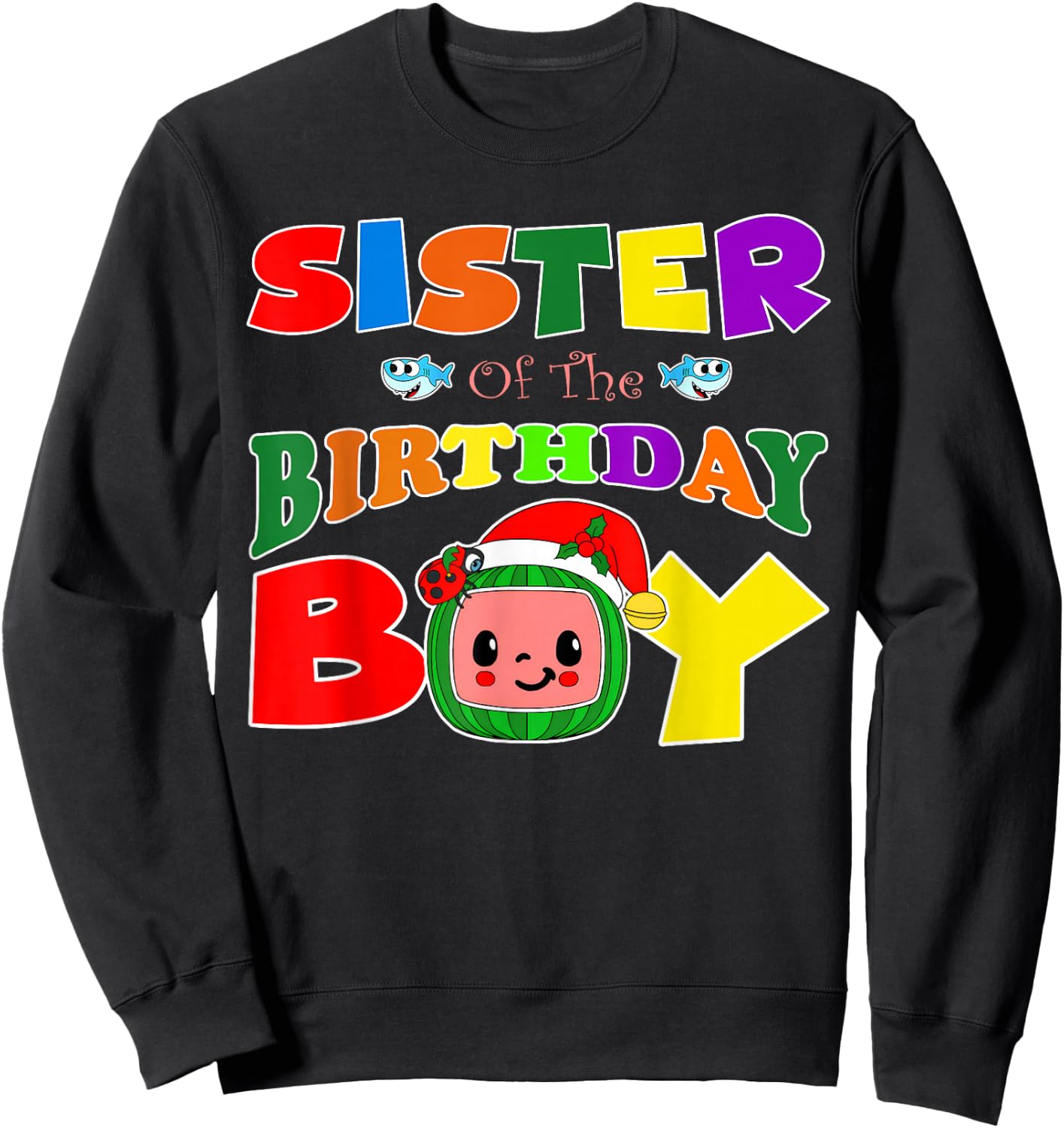 Sister Of The Birthday Boy Funny Melon Family Matching Sweatshirt - Sweatshirt | Black